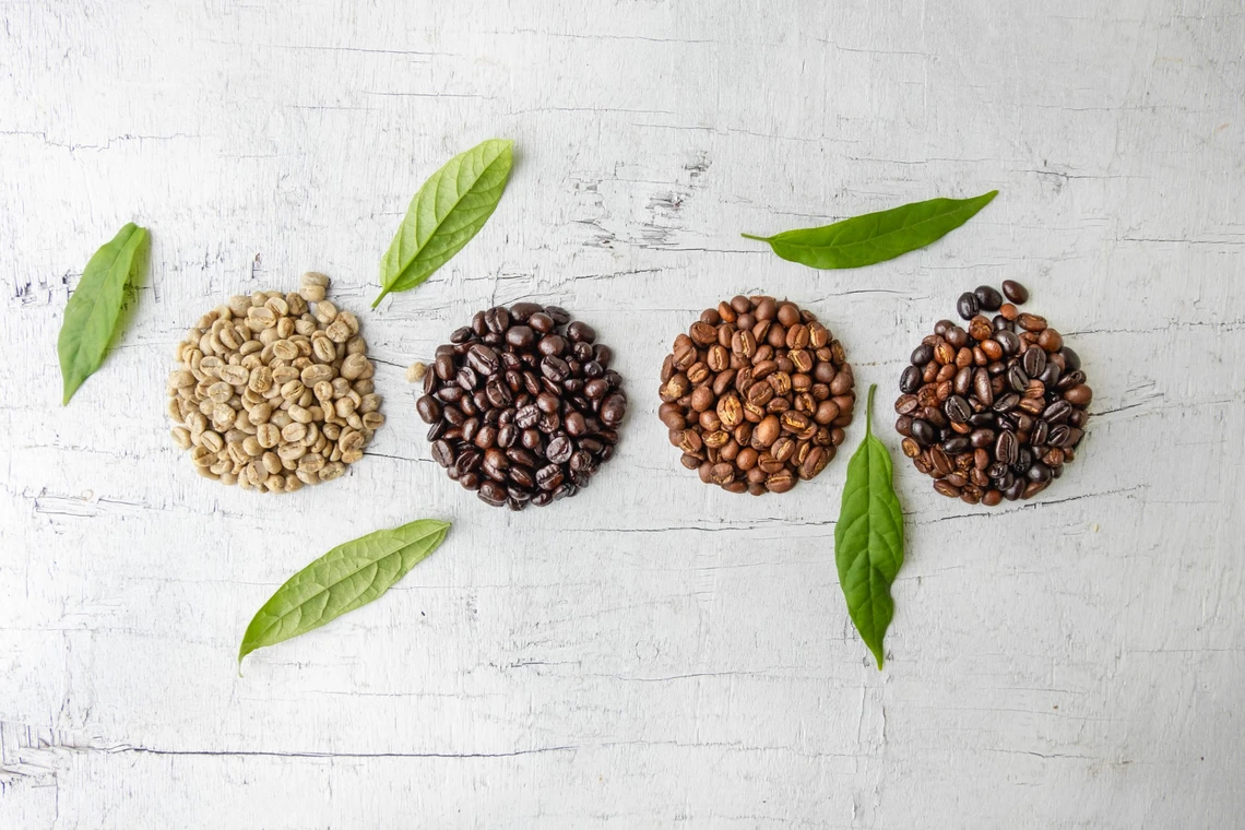 Different degrees of coffee roasting