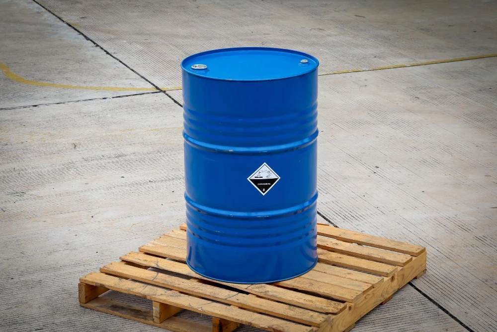 Actual barrels of dichloromethane used for caffeine removal.