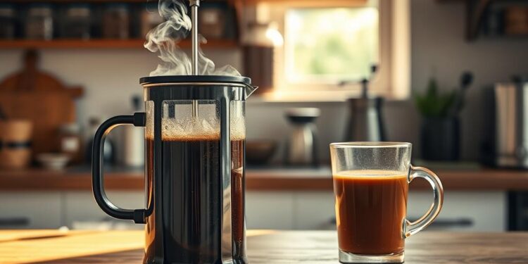 making coffee in a French press