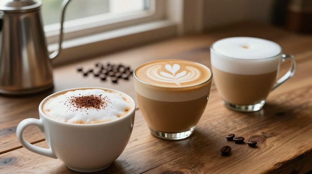 The difference between cappuccino, latte and flat white