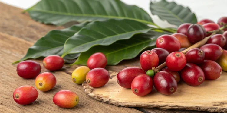 Ethiopian Guji coffee beans displaying vibrant fruit-forward characteristics