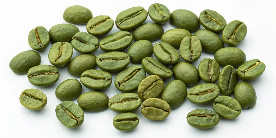 Kenya AA coffee beans showing large uniform size and dark green color